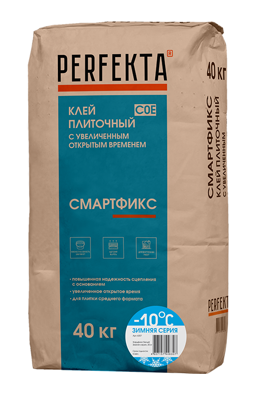 Клей плиточный с увеличенным открытым временем Смартфикс C0 E Зимняя серия, 40 кг