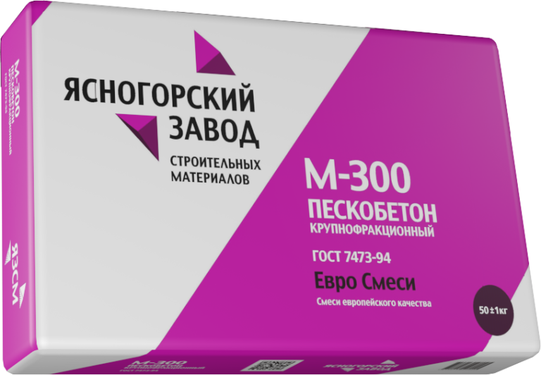 Сухая смесь «Пескобетон» М-300 (ГОСТ 31357-2007), 25кг. Ясногорский ЗСМ